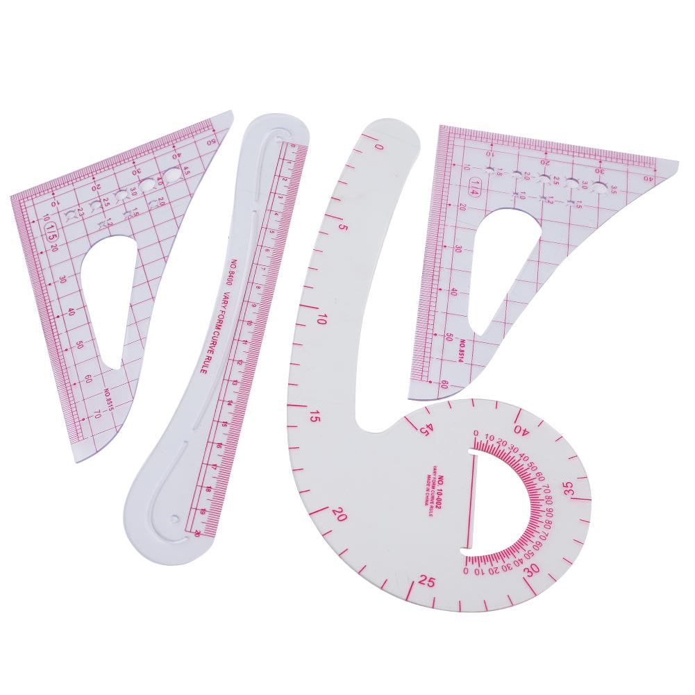 4Pcs Curve Ruler Plastic Sewing Grading Proofing MultiFunction Clothing Designs Tool
