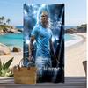 Erling Haaland Personalized Printed Beach Towel Soccer Logo Support Custom Name Text Absorbent Towel For Sport Travel Special Gift