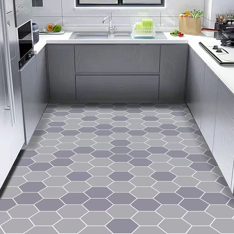 Kitchen Carpet Anti-fouling Oil-proof Grid Floor Mat Scrubbable Waterproof PVC Leather Balcony Bathroom Non-slip Rug