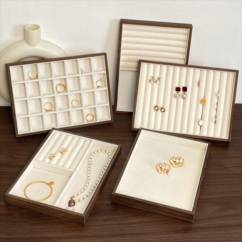 Multifunctional Grain Jewelry Tray Walnut Wood Jewelry Organizer Display Jewelry Holder  Ring