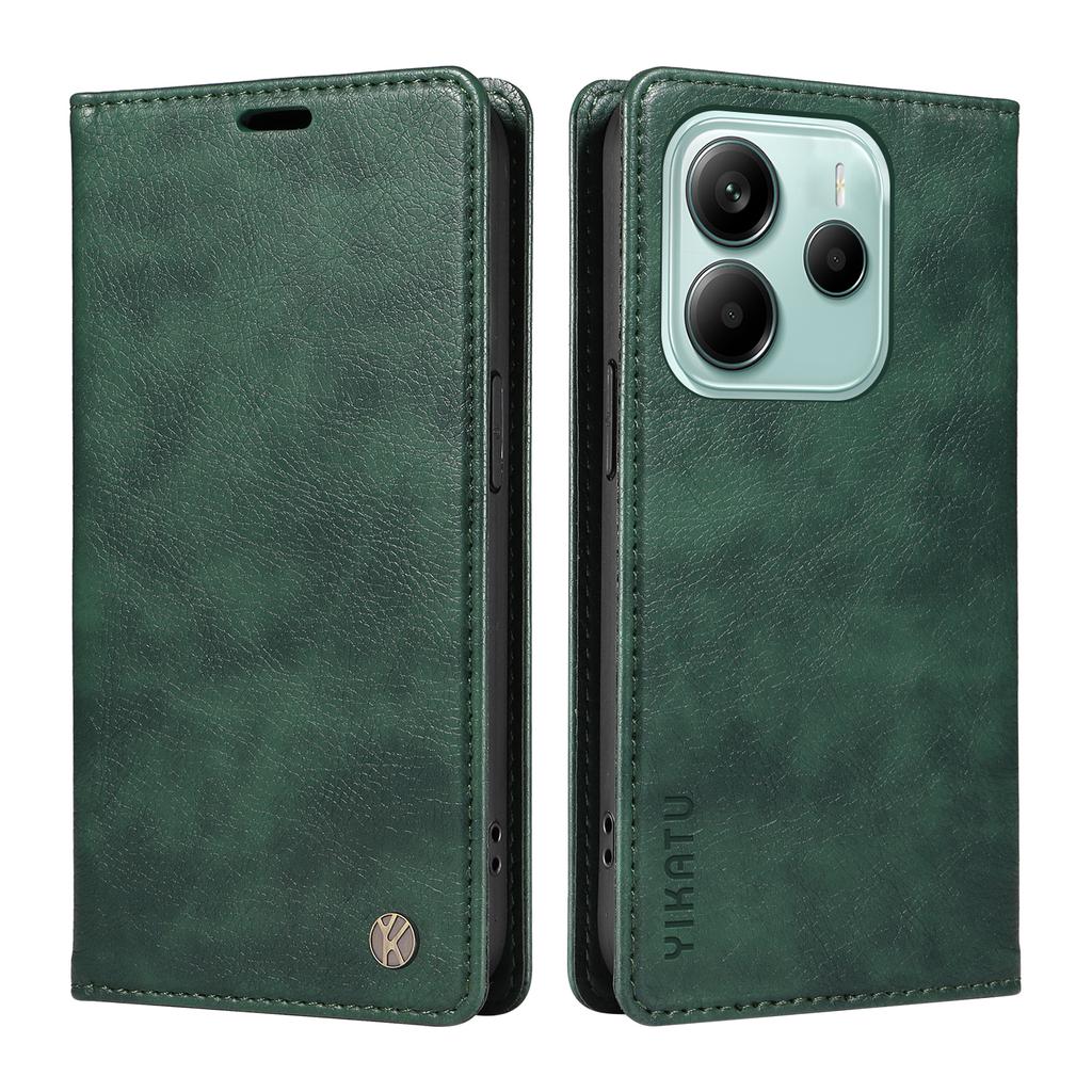 YIKATU YK-006 For Xiaomi Redmi Note 14 5G Case Magnetic Closure Leather Phone Cover Litchi Texture