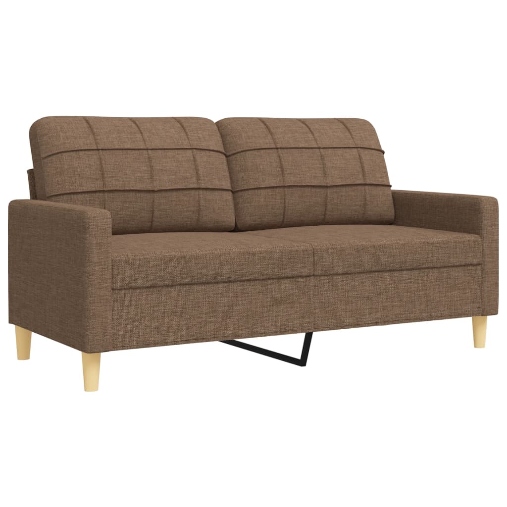 3 Piece Sofa Set with Footstool Brown Fabric