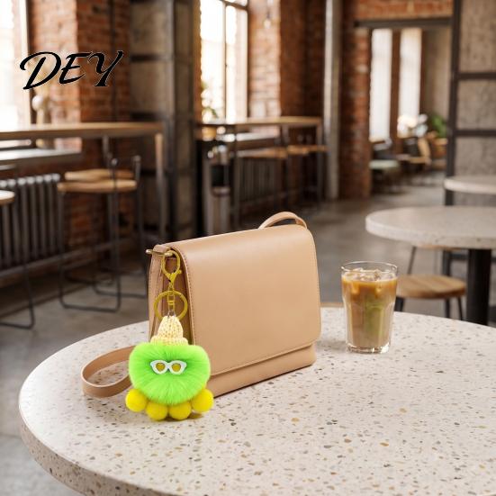Octopus Bag Accessories Plush Keychain, Fuzzy Stuffed Sea Animal Charm, Hanging Portable Key Holder Knit Hat with Keyring for Backpacks and