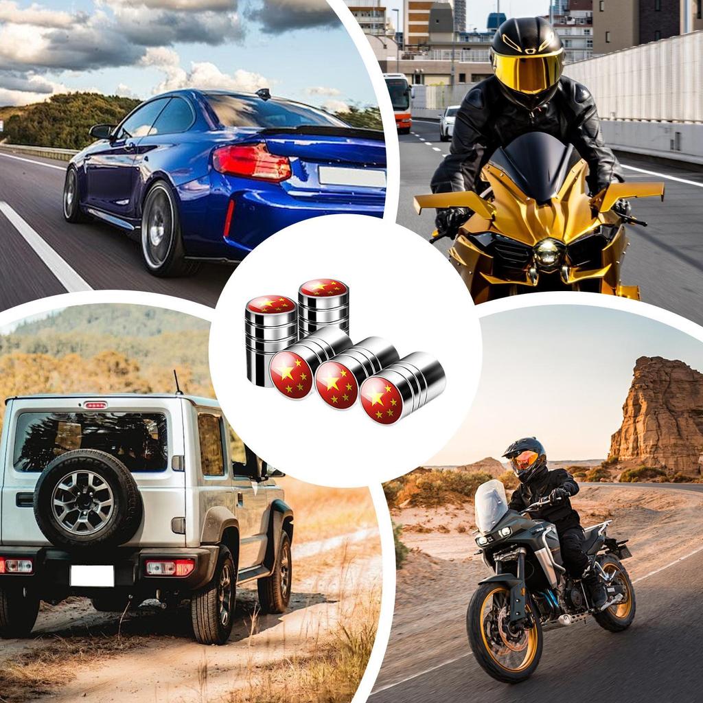 Tire Stem Valve Caps 5 Pieces Car Tire Valve Accessories Airtight Wheel Stem Cover For Truck Motorcycle SUV Bicycle Racing
