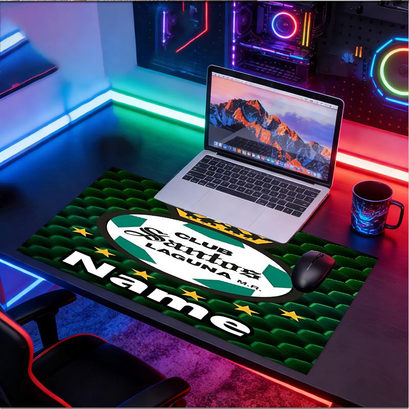 Custom Name Personalized Club Santos Laguna Pattern Mousepad, Laptop PC Desk Mat, Decorative Desk Mat for Home Keyboard Pad Gift