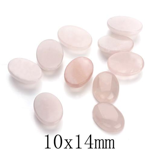 

10pcs/lot Oval Natural Stone Cabochons Flat Round Pink Crystal Quartz Cabochon Cameo For Jewelry Settings Blank Base