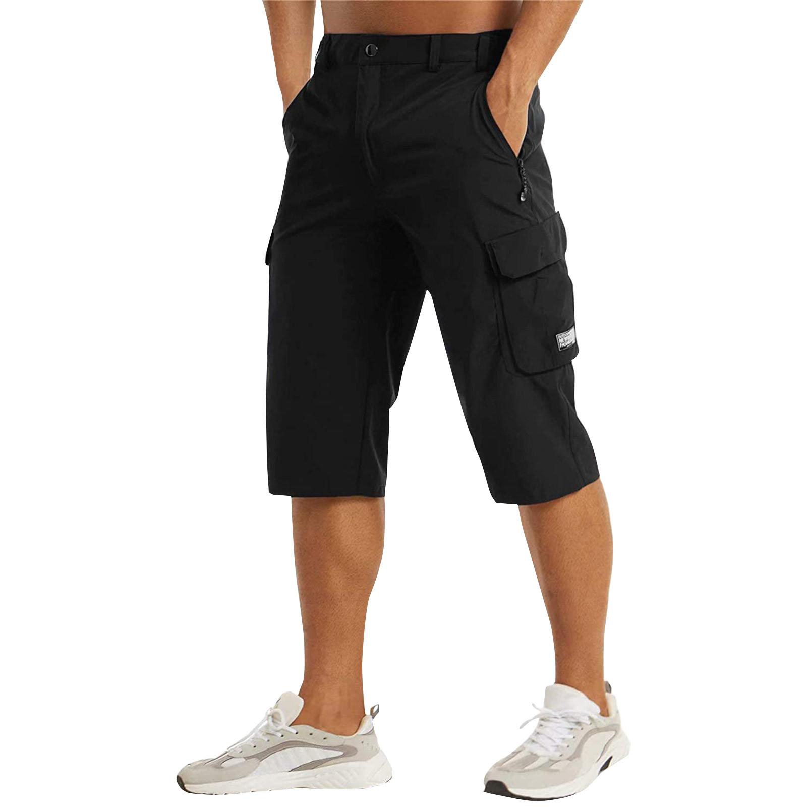 

Men s Lightweight Quick-Dry Cargo Capri Pants, Breathable Outdoor Hiking Shorts with Pockets, Blue XXL