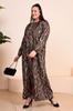 Women's Big Size Dress Plus Size Patterned Viscose Dress Mother Brown