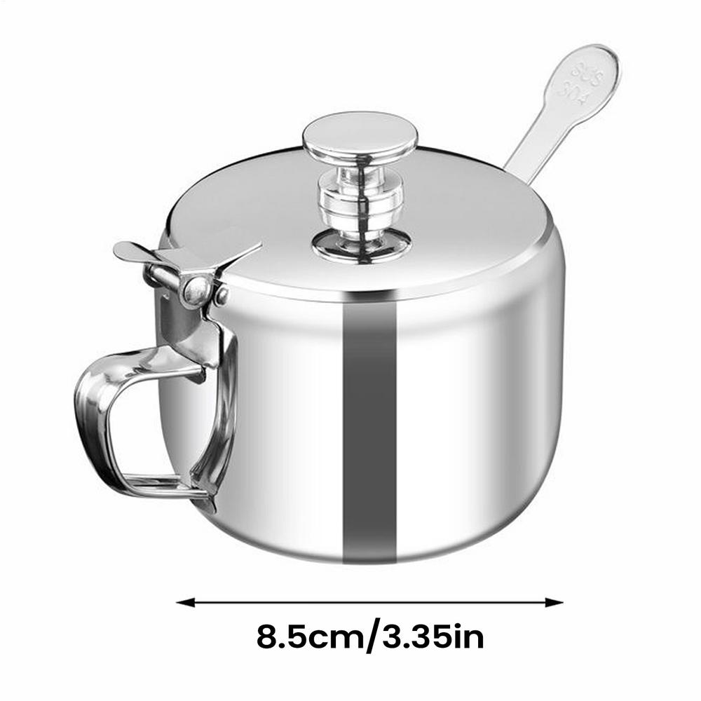 kitchen Stainless Steel Seasoning Box Seasoning Jar Container Wide Mouth W/Spoon Stainless Steel Seasoning Jar Airtight Lidded
