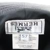 Excellent HERMES hat Hat with ribbon and logo lining black leather men 57 Used