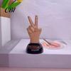 Three Skin Color Car Toy Solar Powered Finger Shaking Decor, Creative Dashboard Ornament, Battery Free Swinging Figurine for Desk Office, Cute
