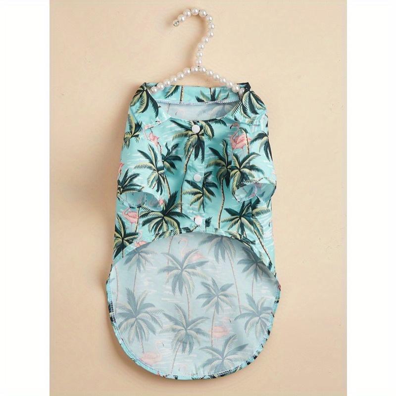 Hawaiian Beach Vacation Two Feet Button Up Pet Shirt With Collar For Cats And Dogs In Spring, Summer, Autumn