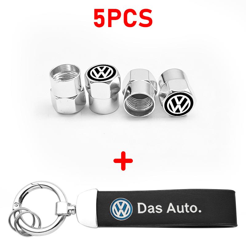 For VW Passat Touareg Magotan Golf 6 7 8 Polo Tiguan GTI Logo Car Tire Wheel Valve Caps Cover Key Chain Ring Keychain Accessory