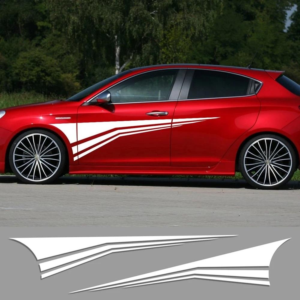 Car Side Stickers For Ford VW Fiat BMW Lada Granta Nissan Qashqai Volvo Stripes Styling Vinyl PVC Decals Auto Tuning Accessories
