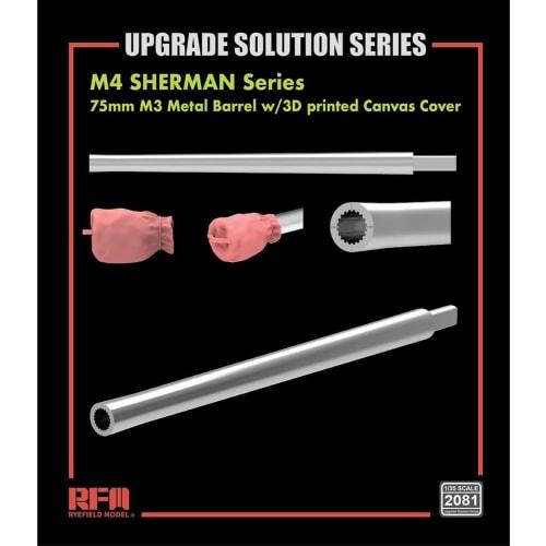 Ryefield Models 1/35 M4 Sherman Series M3 75mm Gun Metal Barrel with Canvas Cover (Part Number RFM2081)