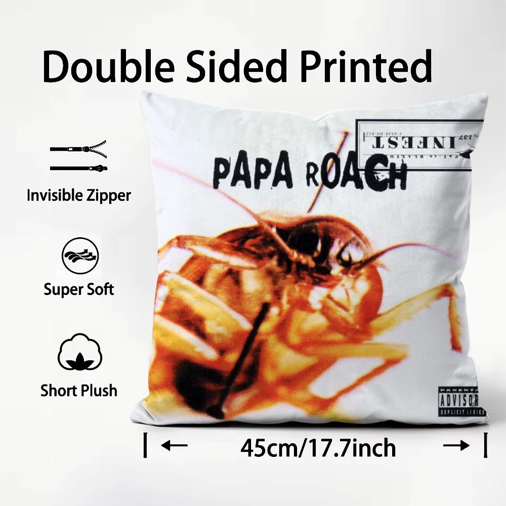Famous Band PPapa RRoach Cushion Cover Plush Fabric Soft DoubleSided Printed Sofa Warm Winter Home Child Gift Pillow Case