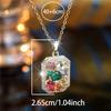 Female Crystal Rainbow Zircon Stone Pendant Necklace Vintage Gold Color Wedding  For Women