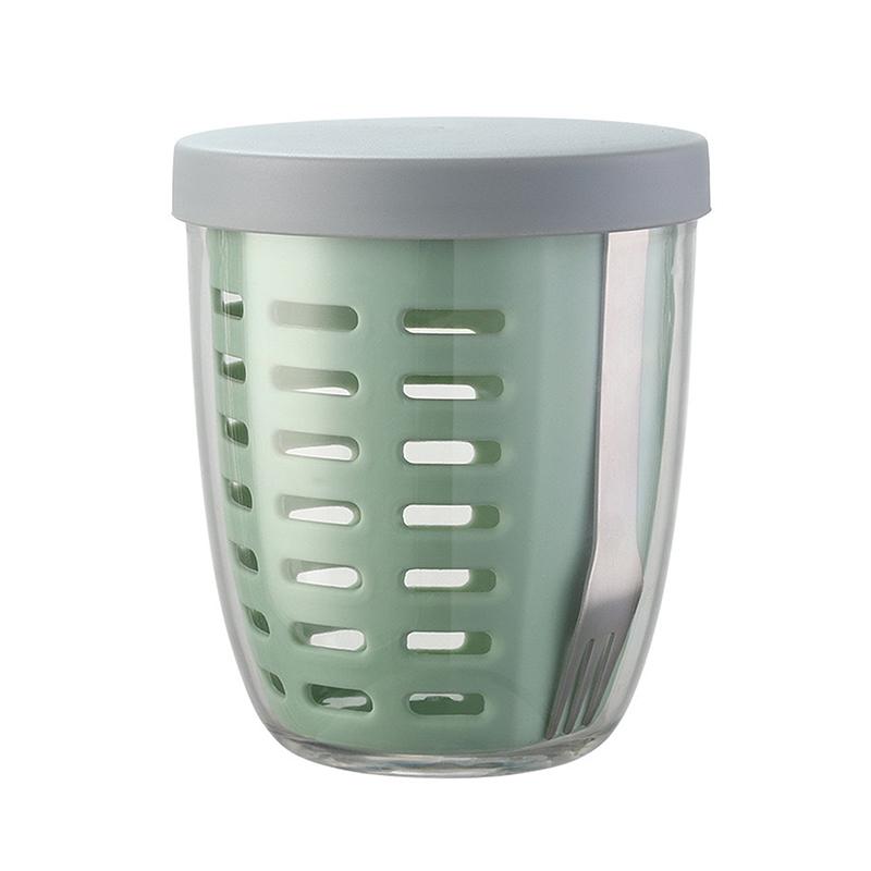 

Двухслойный герметичный контейнер для хранения фруктов с вилкой, контейнер для свежих овощей и фруктов, салатов, хлопьев, орехов, фруктов, кухонные принадлежности зелёный