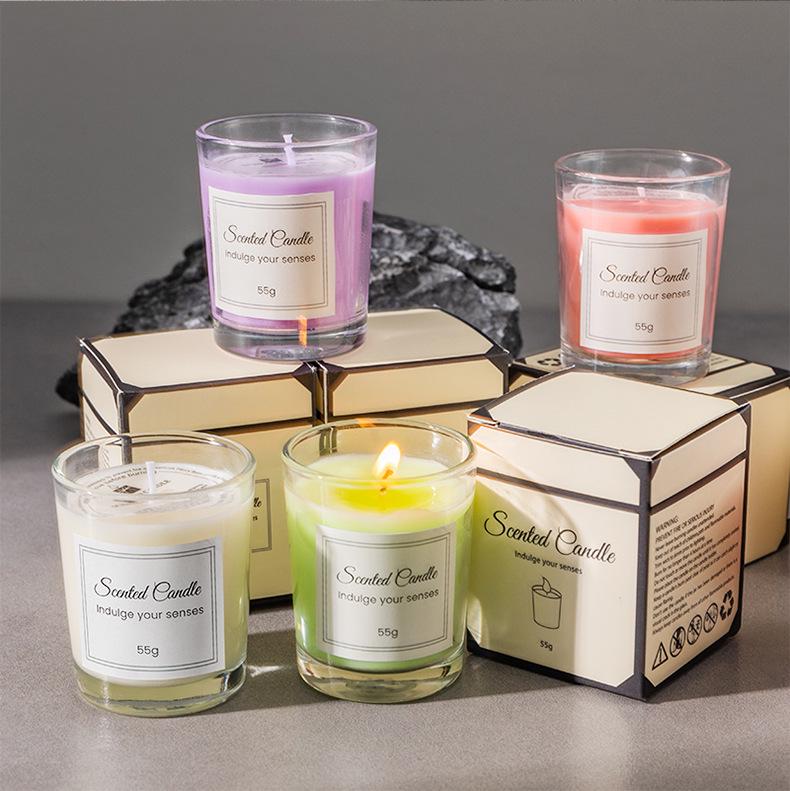 Soy Wax Creative Aromatherapy Candle in Transparent Glass Jar - 12 Scents