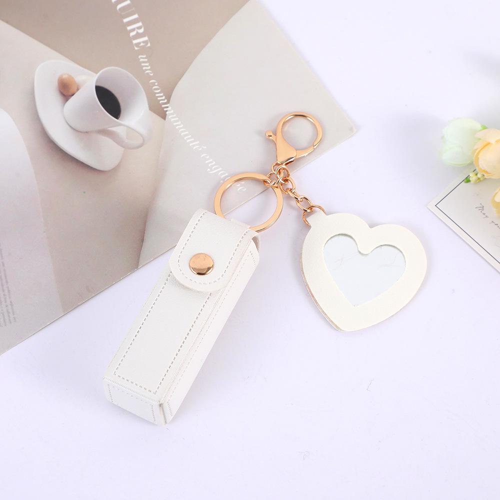 Elegant PU Leather Lipstick Holder Keychain & Backpack Charm