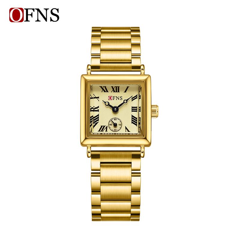 OFNS Women's Classic Luxury Retro Square Quartz Watch with Roman Numerals