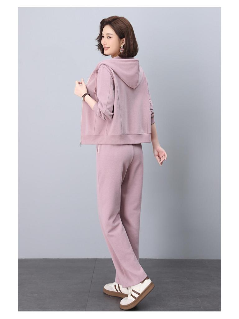Women's Casual Two-Piece Suit: Autumn/Spring Slimming Sweatshirt Set - Young Mom Fashion 2025