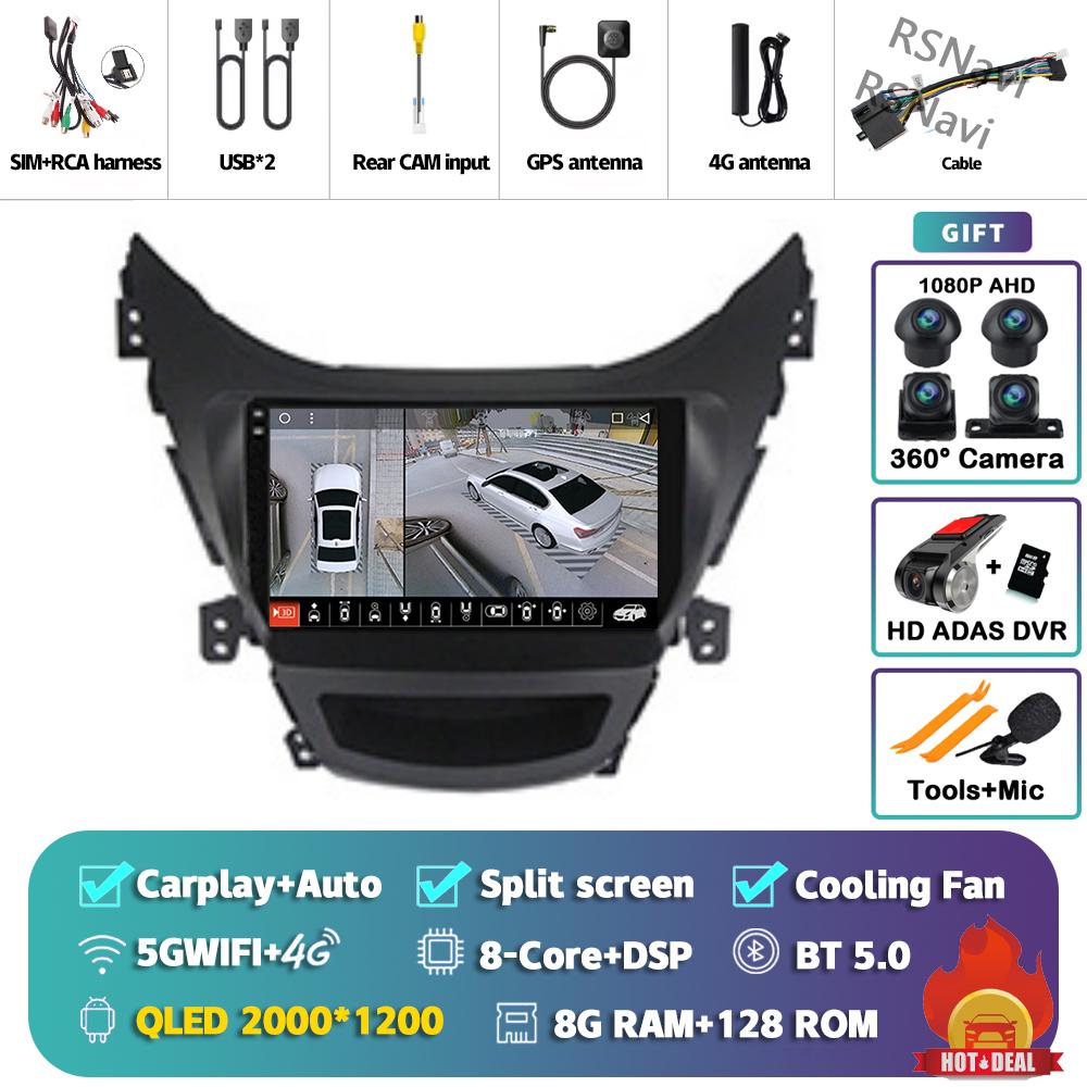 Android 14 Carplay Car Radio For Hyundai Elantra 2012 - 2015 Multimedia Video Player Navigation Stereo Head Unit Auto AI Voice