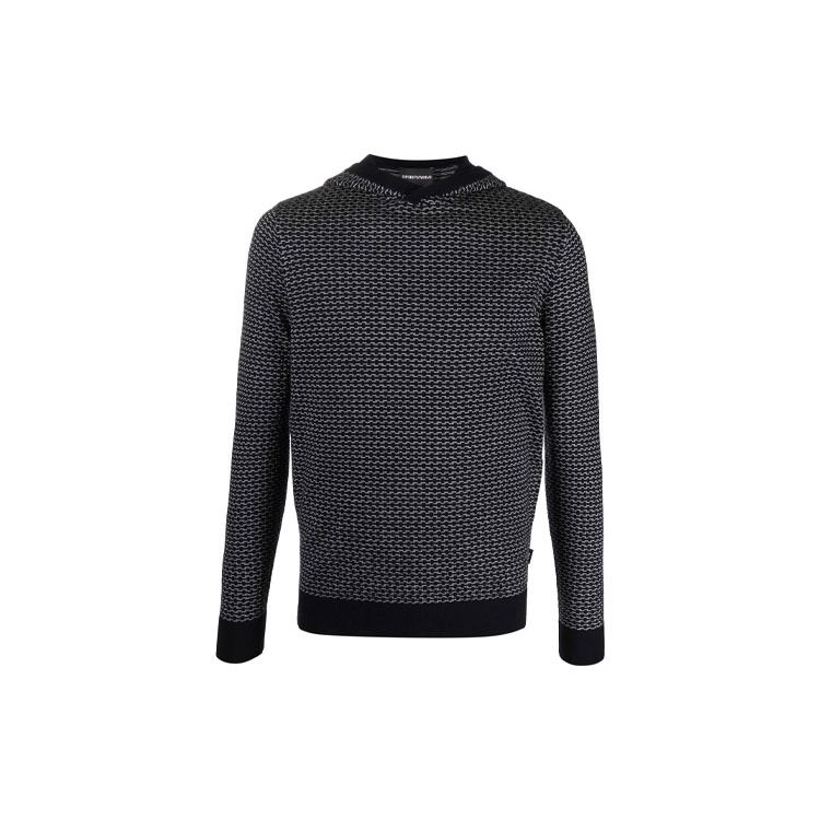 Emporio Armani FW21 Patterned Hooded Wool Sweater Men sweater Gray 6K1MU5-1MVYZ-F922 M