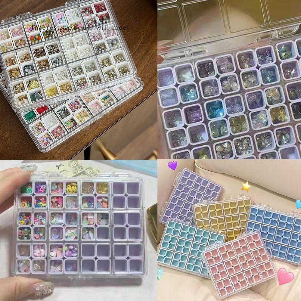 Plastic Nail Accessories Storage Box 48 Grids Home Storage Case New Bead Screw Container  Home