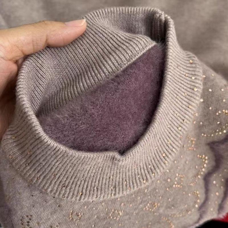 Pullover für Damen Winter Baumwolle Verdickt Warmer Strick Dehnbar Langarm Oversize Jumper Pullover Tops