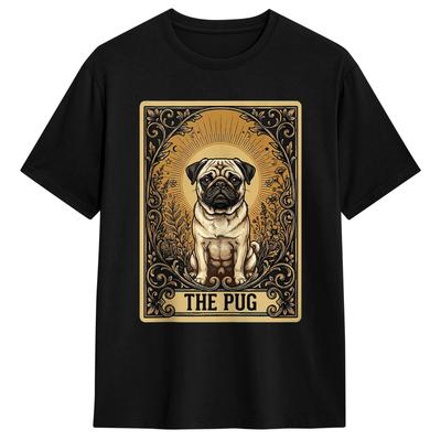 The Pug Tarot Card TShirt Summer Funny TShirts Pure Cotton Novelty Tee Shirt For Couple Design Top Tees