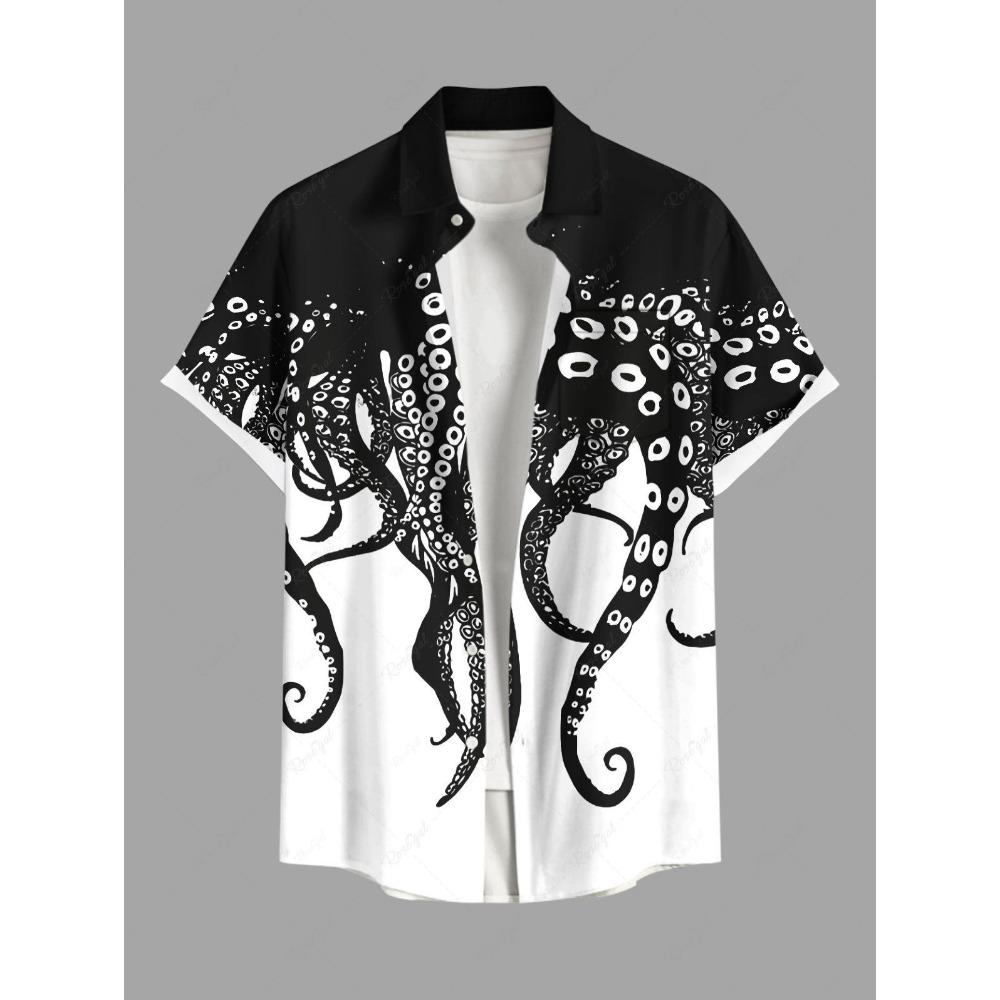 Men's Plus Size Summer Casual Shirt 3D Printed Hawaiian Shirt Beach Vacation Button Short Sleeved Shirt Men's Casual