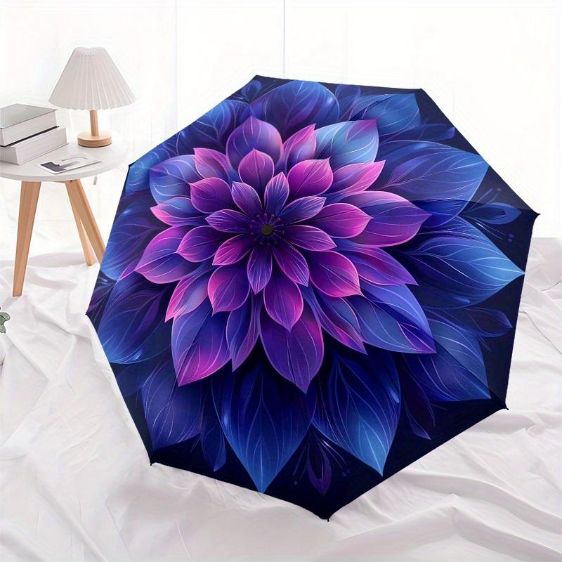 1pc Purple Lotus Mandala Artwork Umbrella with Plastic Handle,Suitable for All Seasons Home Travel Outdoor UmbrellaB1814