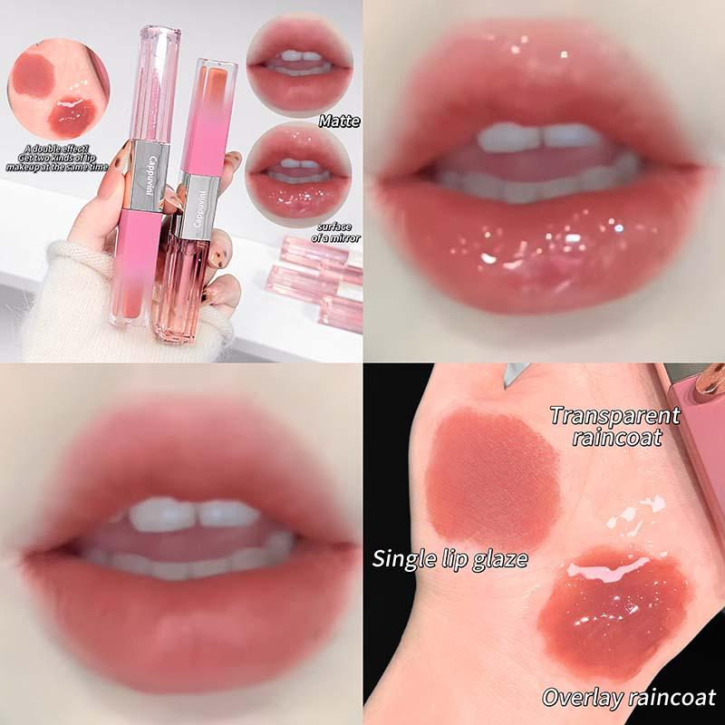 CAPPUVINI Milchnebel Doppelendiges Langanhaltendes Lipgloss-Set: Matt & Spiegel-Finish mit Aufhellungseffekt - Bezahlbare Make-up-Grundlagen.