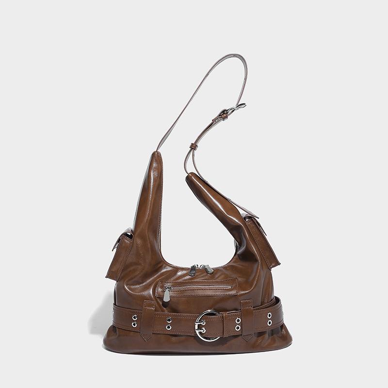 

Женская сумка Hobo Crossbody в стиле ретро, сумка в стиле панк, сумка на плечо для мотоцикла, большая вместимость, модная горячая девушка