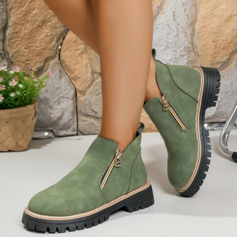 Damen Übergröße Retro Klobige Sohle Martin Stiefel Neu Herbst & Winter Seitlicher Reißverschluss Stilvolle Stiefeletten