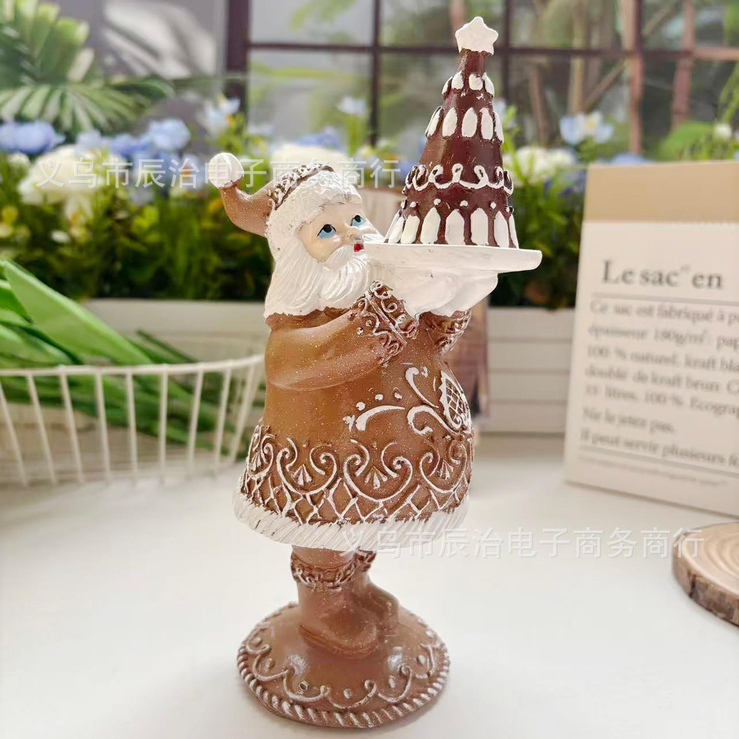 New Outdoor Christmas Couple Santa Claus Statue Ornament Gifts Resin Crafts Ornament