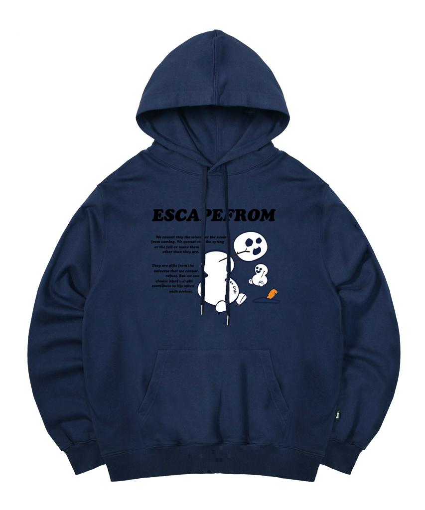 Head Snowman Print Hoodie Deep Blue