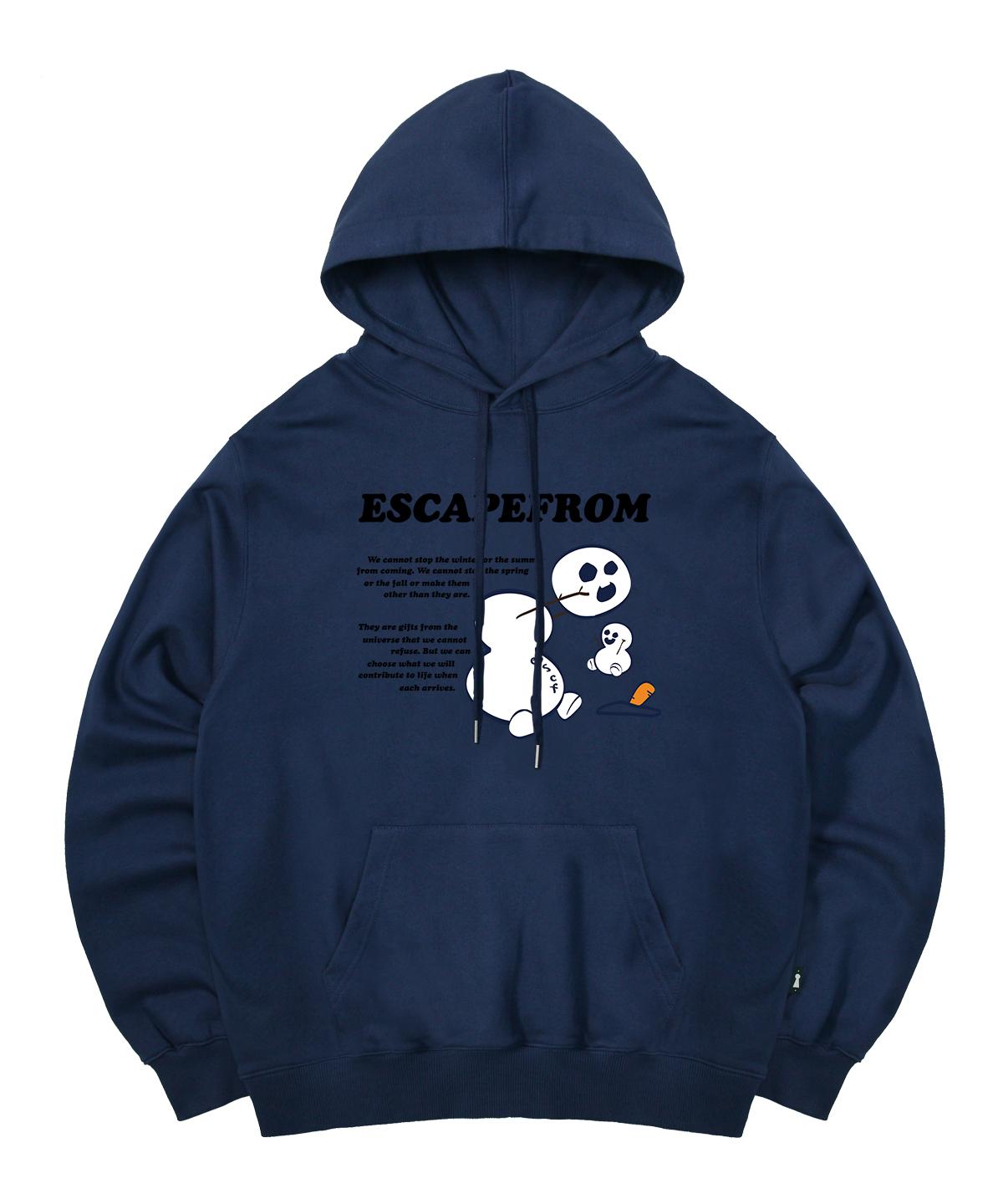 Escape From Head Snowman Print Hoodie Deep Blue Xl