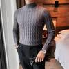 Men's Korean-Style Slim Fit High Neck Sweater - Warm Knitwear for Autumn/Winter