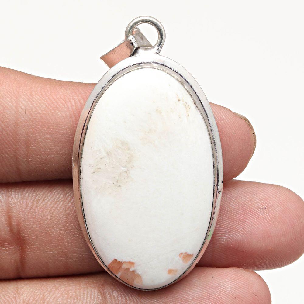 Pendant Scolecite Gemstone Handmade Gift For Her Silver Jewelry 2.25"