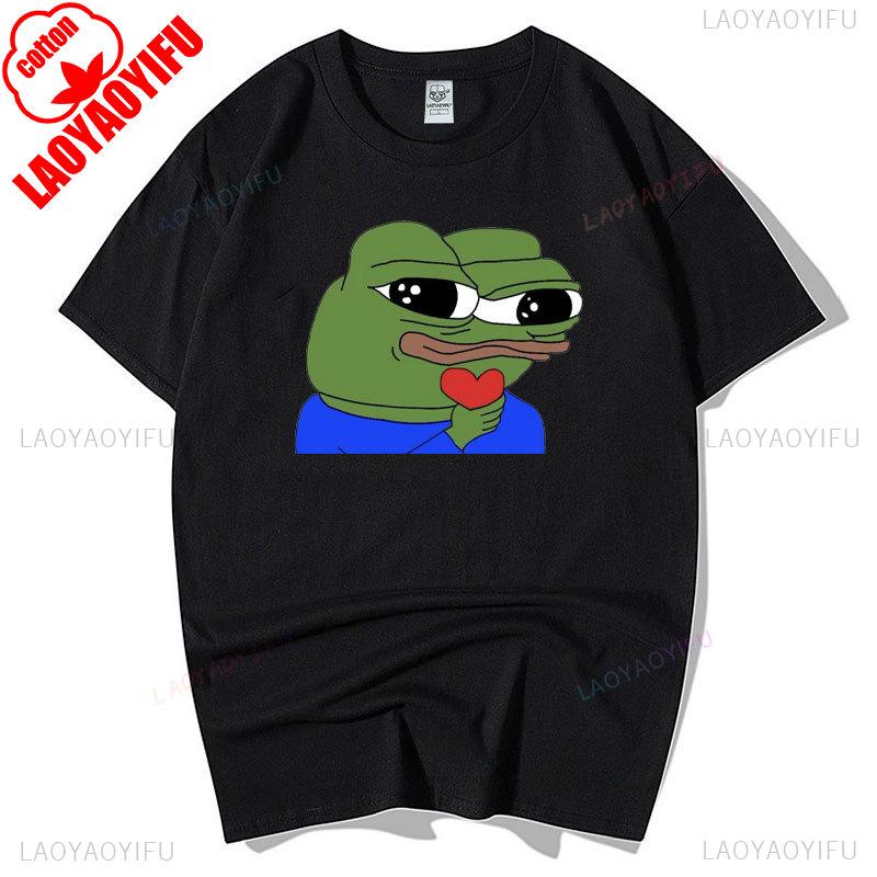 Sad Frog PEPE Funny Graphic T Shirts Summer Clothes for Man High Quality Cotton Short-sleev Tee-shirts Humor Camisetas Hombre