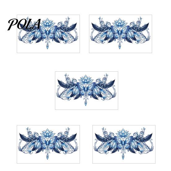5 Sheets Colorful Butterfly Flower Tattoo Stickers, Waterproof Temporary Body Art, Hypoallergenic Floral Chest Back Decals for Women Girls