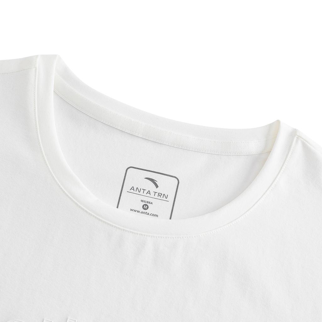Anta Training Series Round Neck Logo Print Short Sleeve T-Shirt Women Tops Paper-White 162637101-1