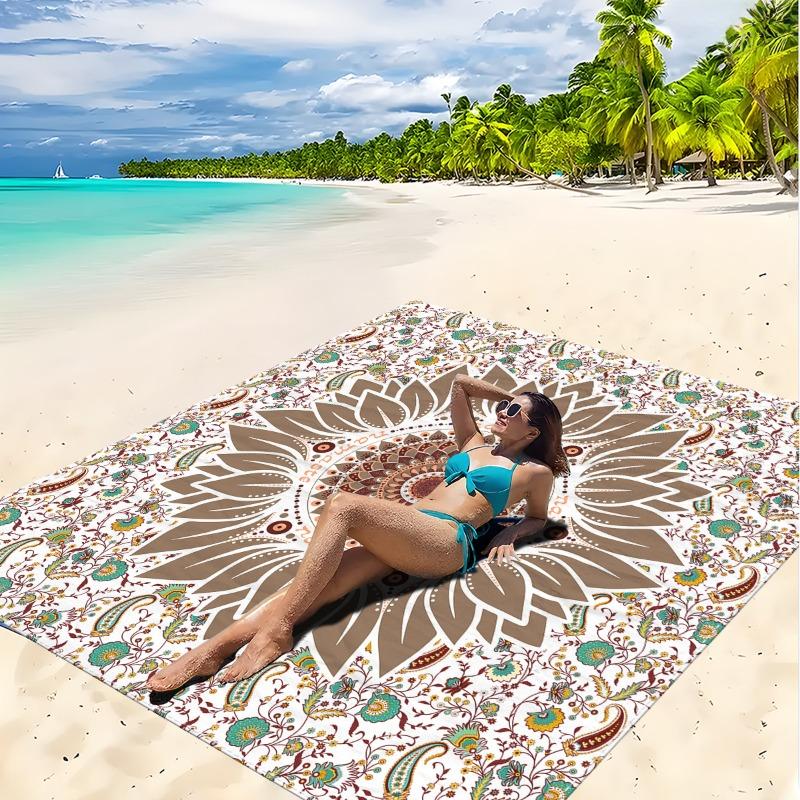 1pc Beach Blanket Waterproof Sandproof Oversized Large Beach Mat Quick Drying&Compact&Lightweight Picnic Mat Vacation Essentials