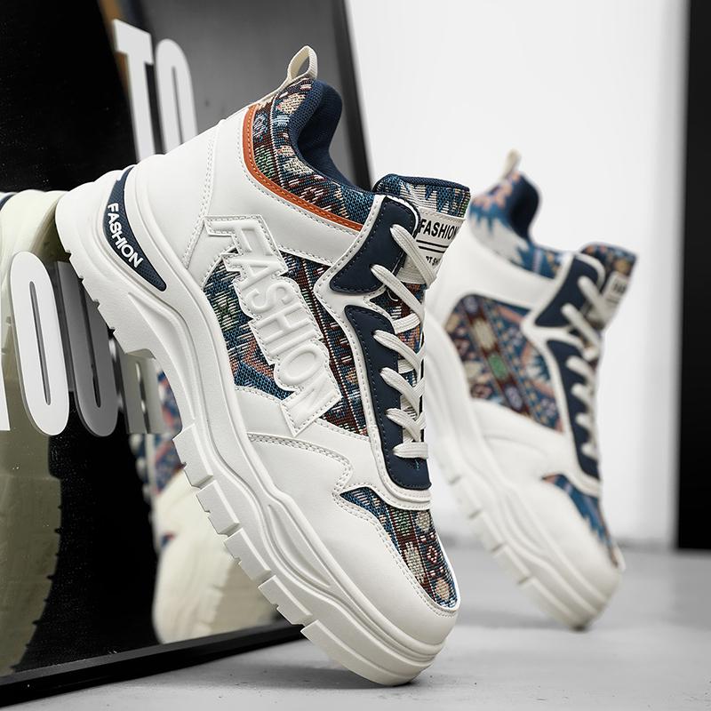 Heren Casual Vier Seizoenen Mode Hoge Top Studenten Comfortabele Sneakers Jongens Trendy Zachte Zool Ademende Schoenen