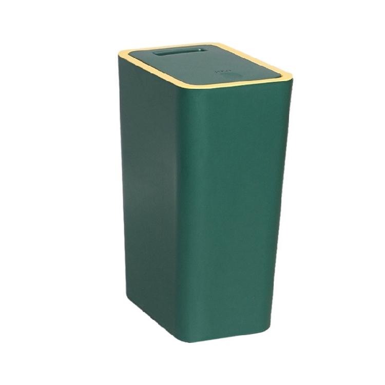 

Trash Can Convenient Push Lid Garbage Bin, Plastic Waste Basket With Sealed Cover for Everyday Use зелений