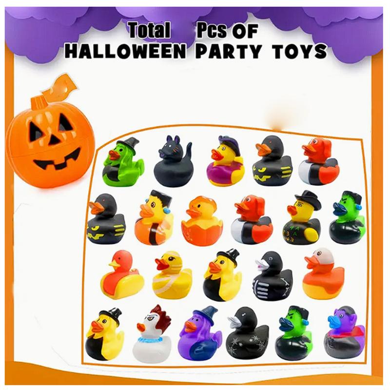 24/48 Stuks Halloween Rubberen Eendjes Met Pompoen Doos Accessoires Jeep Eendjes Speelgoed Voor Kinderen Halloween Feest Bedankjes