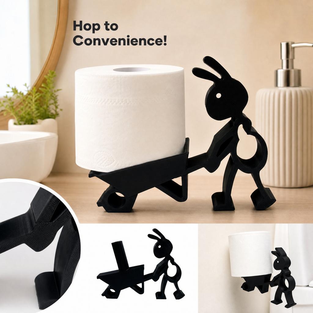 3D Printed Bunny Cart Bathroom Decor with Toilet Holder for Modern Home