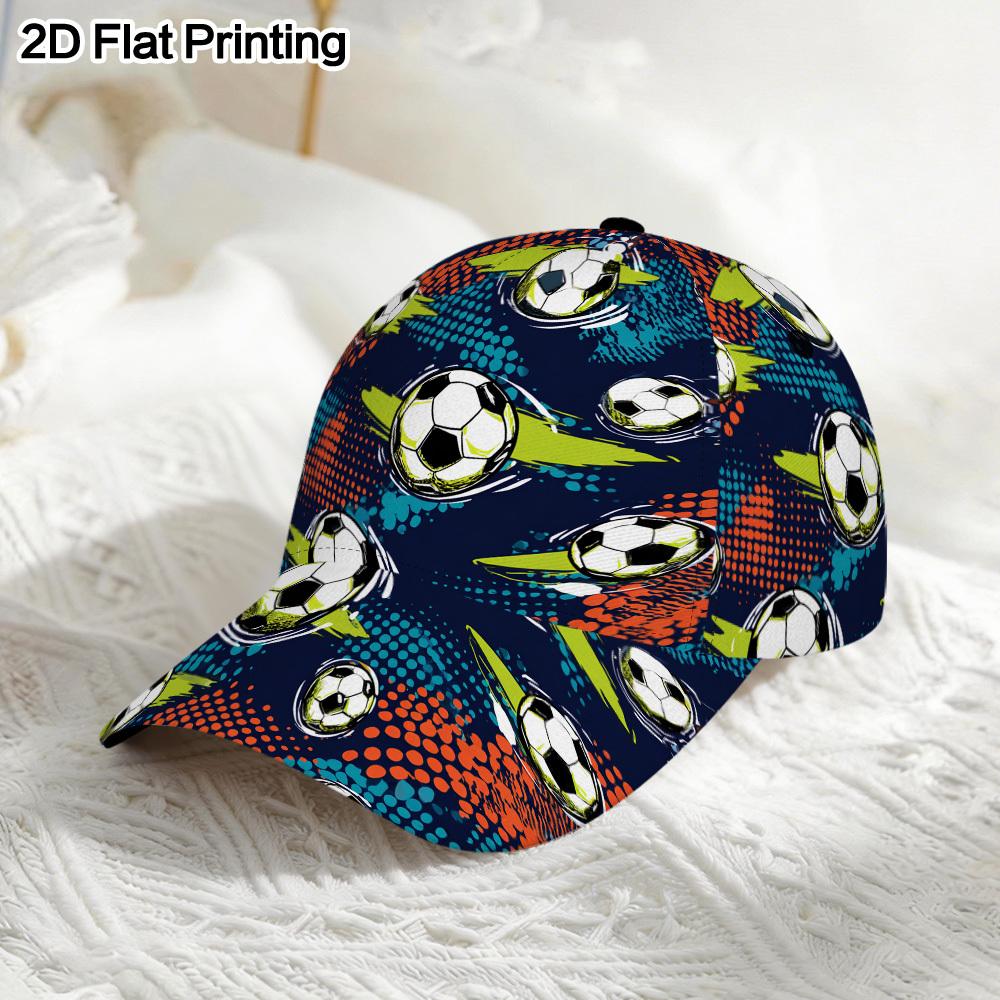 This Unisex Baseball Cap Designed with a Vibrant Soccer Ball Print Is Ideal for Outdoor Activities Its Fashionable Design Allows